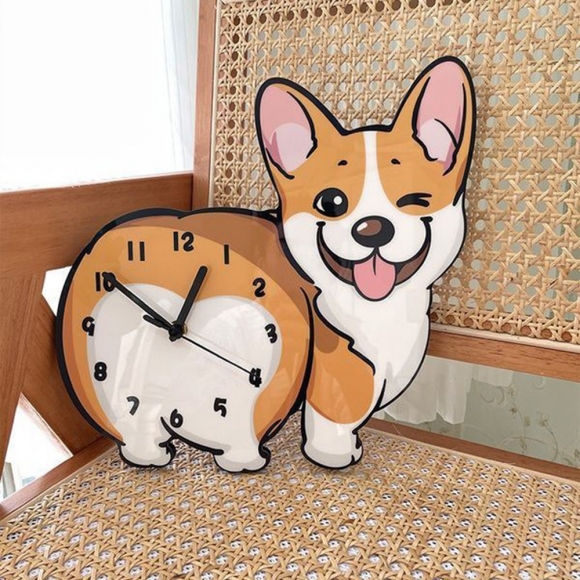 홈테리어 코기 강아지 무소음 벽시계 03