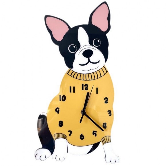 홈테리어 프렌치 불도그 강아지 무소음 벽시계