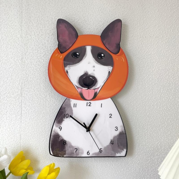 홈테리어 불 테리어 강아지 무소음 벽시계