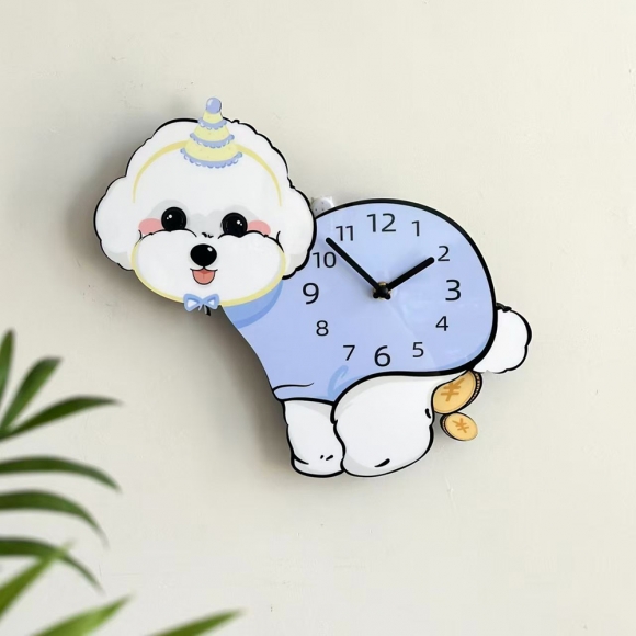 홈테리어 비숑 프리제 강아지 무소음 벽시계