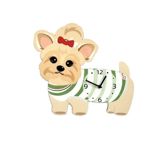 홈테리어 요크셔 테리어 강아지 무소음 벽시계