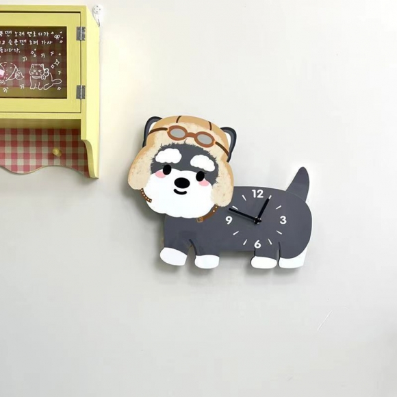 홈테리어 슈나우저 강아지 무소음 벽시계