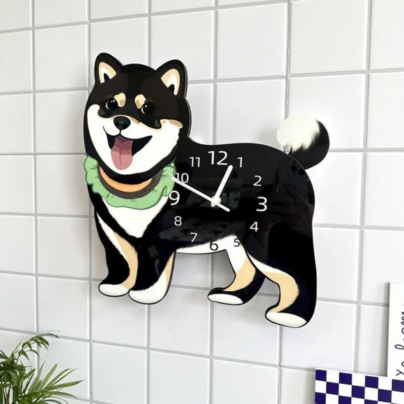 홈테리어 시바견 강아지 무소음 벽시계