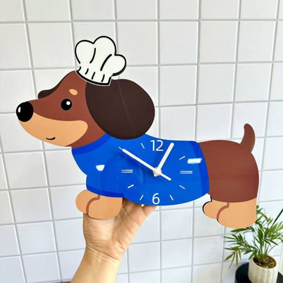 홈테리어 닥스훈트 강아지 무소음 벽시계