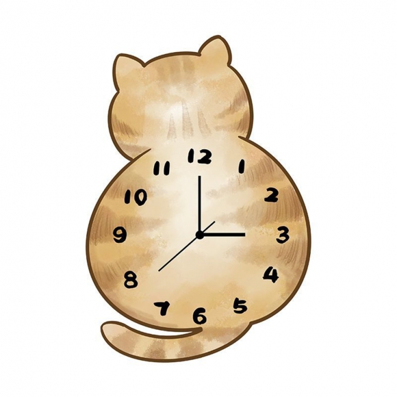 홈테리어 고양이 뒷모습 무소음 벽시계