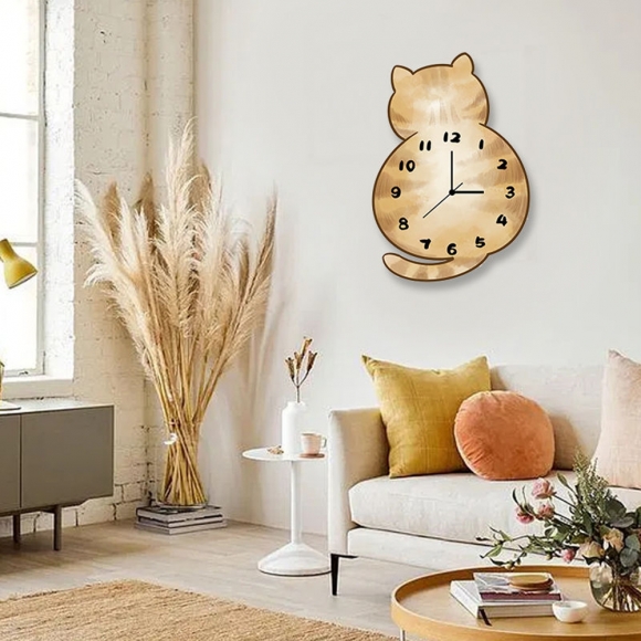 홈테리어 고양이 뒷모습 무소음 벽시계
