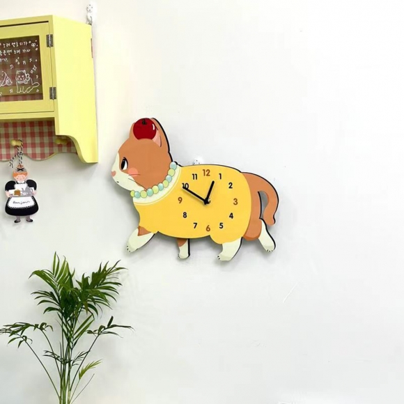 홈테리어 목걸이 고양이 무소음 벽시계