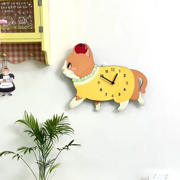 홈테리어 목걸이 고양이 무소음 벽시계