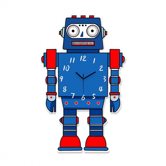 홈테리어 로봇 만화 무소음 벽시계 