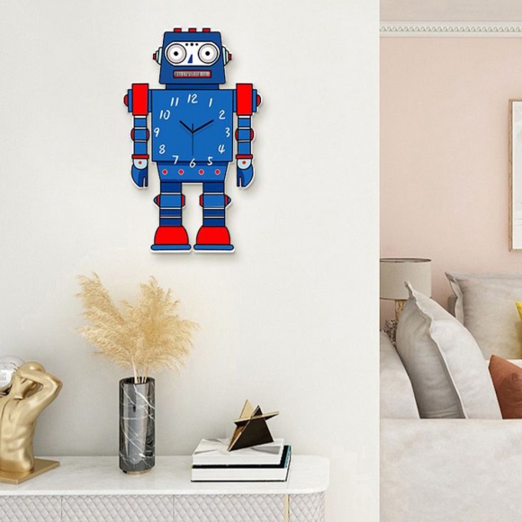 홈테리어 로봇 만화 무소음 벽시계 
