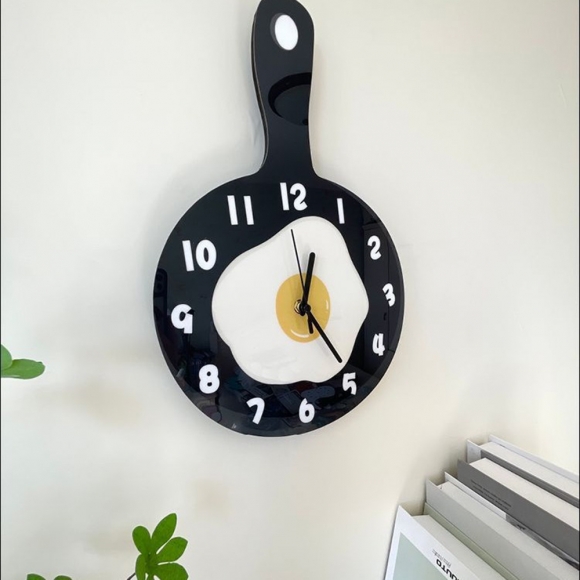 홈테리어 계란 후라이 무소음 벽시계 