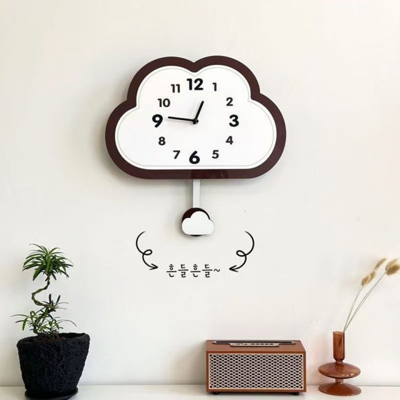 홈테리어 구름 무소음 벽시계 (색상)