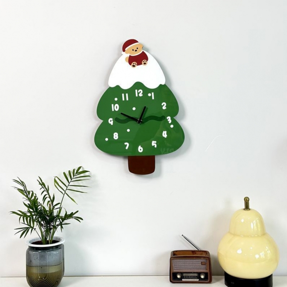 홈테리어 크리스마스 트리 무소음 벽시계 