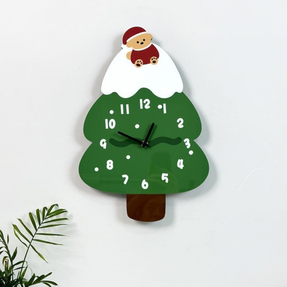 홈테리어 크리스마스 트리 무소음 벽시계 