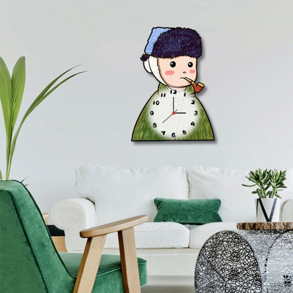 홈테리어 파이프 소년 무소음 벽시계 