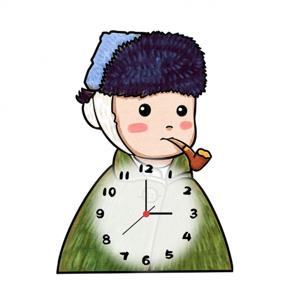 홈테리어 파이프 소년 무소음 벽시계 