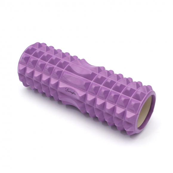 [리빙휴] 바디라인 지압 마사지 폼롤러 (33cm) (퍼플)