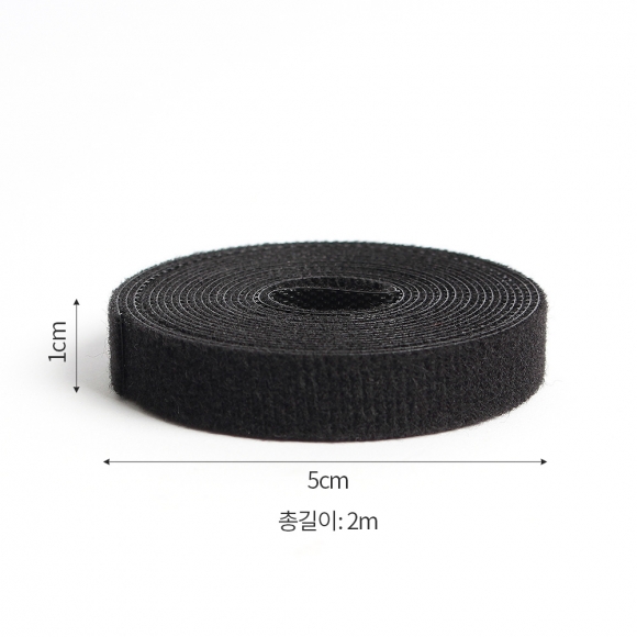 탈부착 테이프 케이블타이 10p세트 (10mmx2m) (블랙)