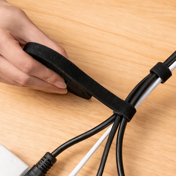 탈부착 테이프 케이블타이 10p세트 (10mmx2m) (블랙)