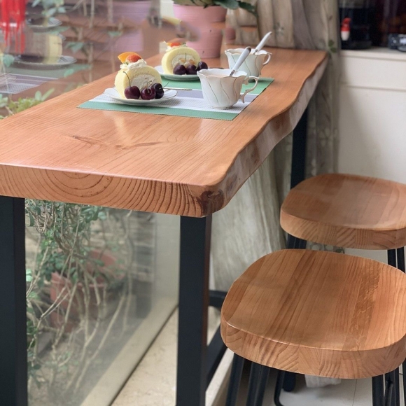 우드그레인 심플형 홈바 테이블+바 스툴(140cm*40cm*105cm)