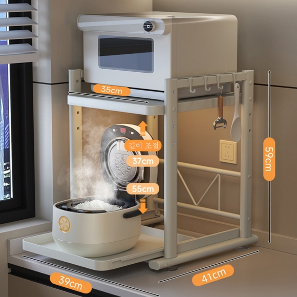 슬라이딩  2단 주방 수납정리선반(39cm)