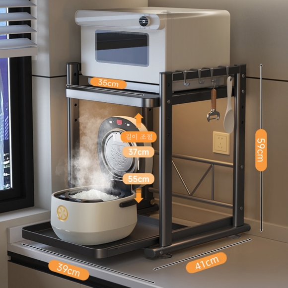 슬라이딩  2단 주방 수납정리선반(39cm)