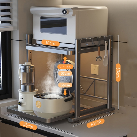 슬라이딩  2단 주방 수납정리선반(55cm)