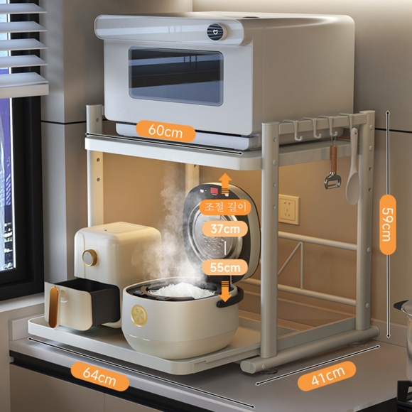 슬라이딩  2단 주방 수납정리선반(64cm)