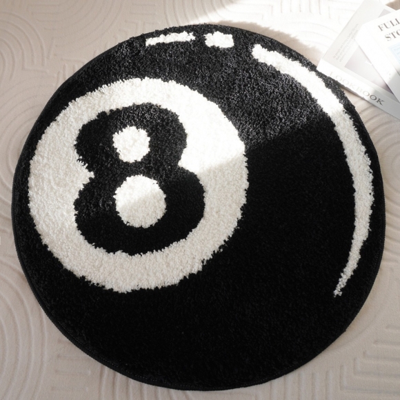 홈소프트 검은색 8번 공 원형 러그(80cm)(색상)