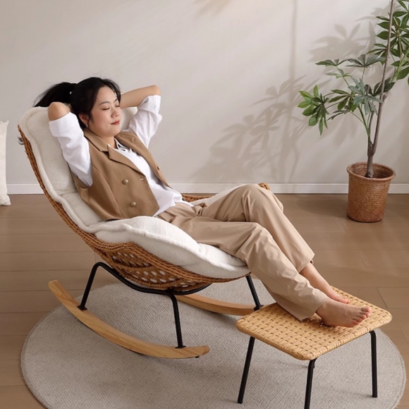 인테리어 안락 흔들의자+스툴 D-2