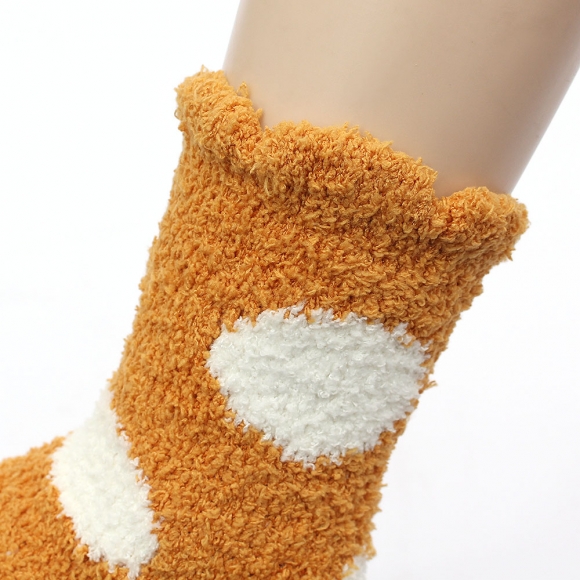 땡땡이 보온 수면양말(오렌지)