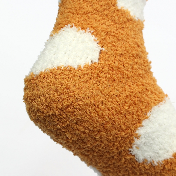 땡땡이 보온 수면양말(오렌지)