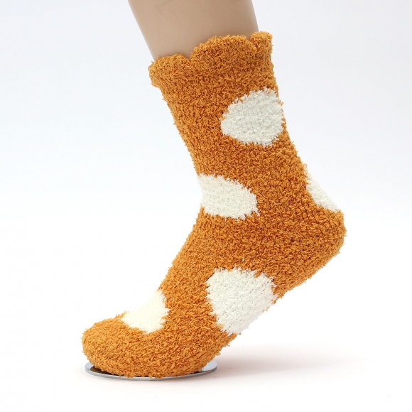 땡땡이 보온 수면양말(오렌지)