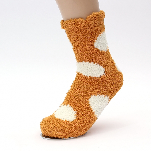 땡땡이 보온 수면양말(오렌지)