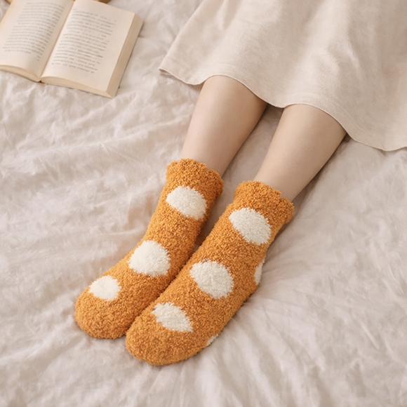 땡땡이 보온 수면양말(오렌지)