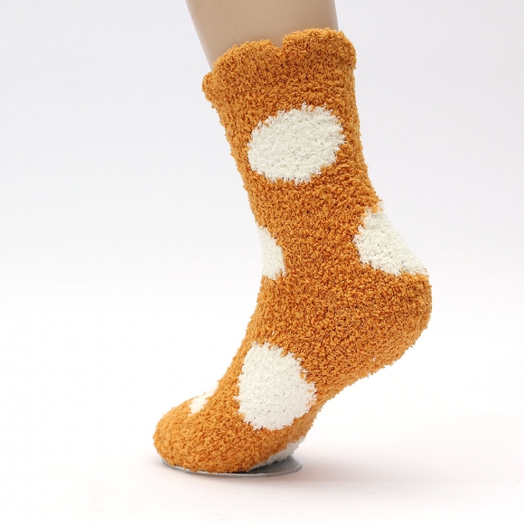 땡땡이 보온 수면양말(오렌지)