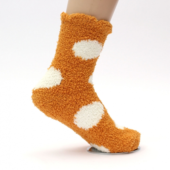 땡땡이 보온 수면양말(오렌지)