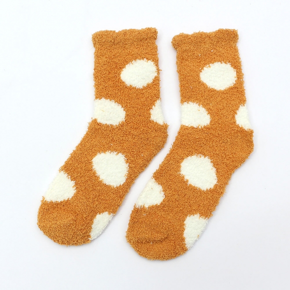 땡땡이 보온 수면양말(오렌지)