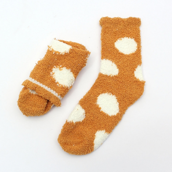 땡땡이 보온 수면양말(오렌지)