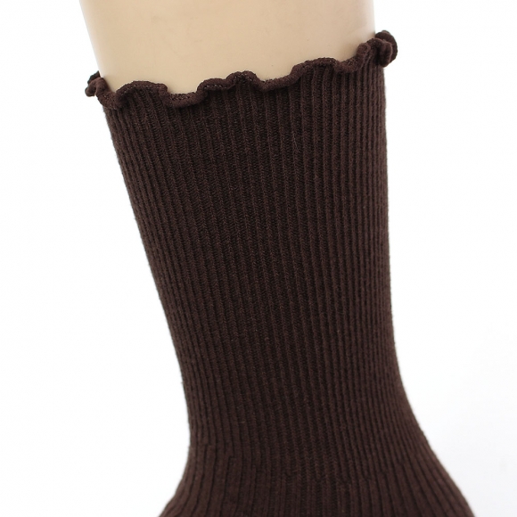 러블리 골지 프릴 양말(브라운)