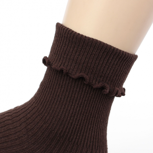 러블리 골지 프릴 양말(브라운)