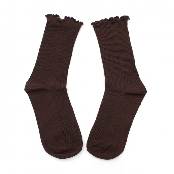 러블리 골지 프릴 양말(브라운)