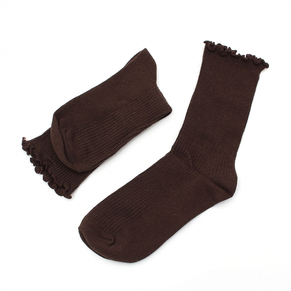 러블리 골지 프릴 양말(브라운)