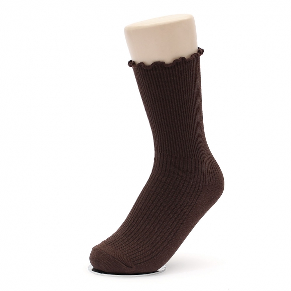 러블리 골지 프릴 양말(브라운)