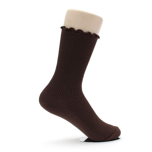 러블리 골지 프릴 양말(브라운)