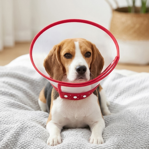 아르랑 반려동물 투명 넥카라(M) (레드)