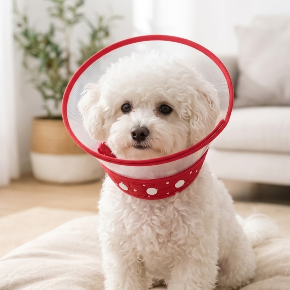 아르랑 반려동물 투명 넥카라(M) (레드)