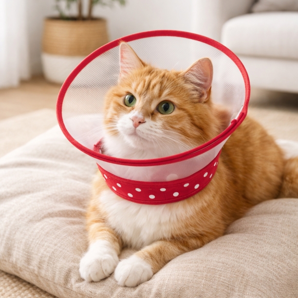 아르랑 반려동물 투명 넥카라(M) (레드)