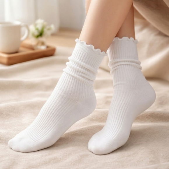 러블리 골지 프릴 양말(화이트)
