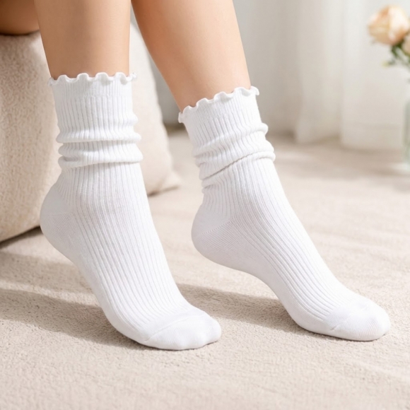 러블리 골지 프릴 양말(화이트)